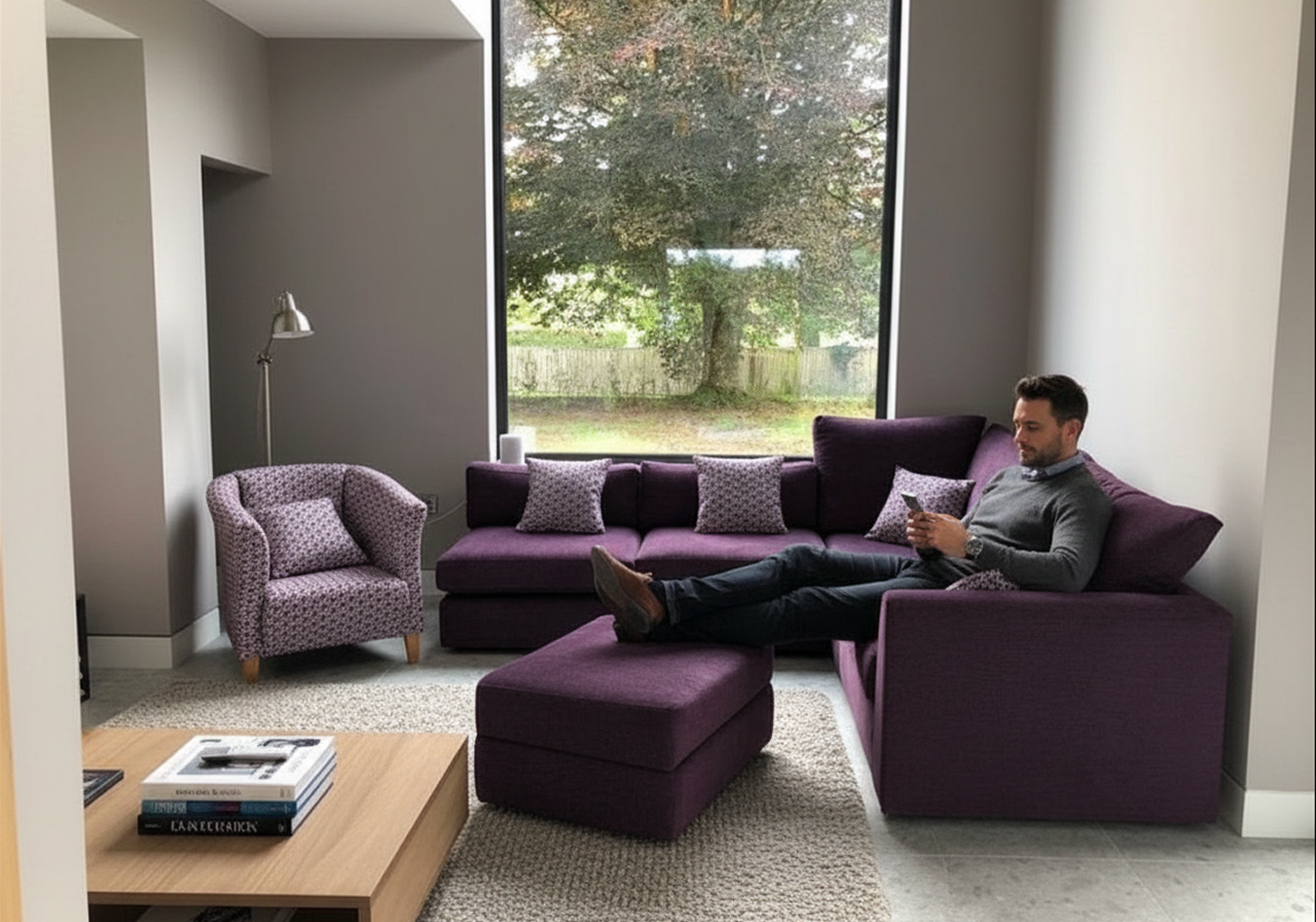 Modern furniture upholstery in living room